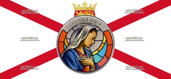 Гибралтар монета десять пенсов - монета 10 пенсов Святая Мария