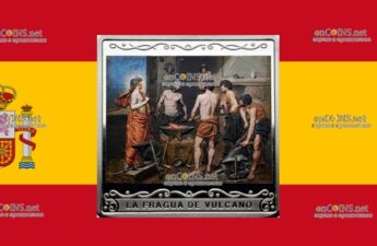 Испанская монета 10 евро, монета 10 евро Аполлон в кузнице Вулкана