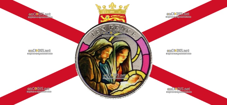 Монета 10 пенсов Гибралтара - монета 10 пенсов Святое Семейство