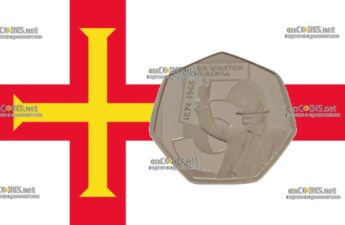 Монета 50 пенсов Олдерни - монета 50 пенсов Уинстон Черчилль