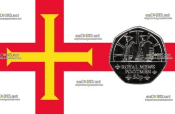 Монета 50 пенсов Остров Гернси - монета 50 пенсов ПЕХИ КОРОЛЕВСКИХ КОНЮШЕНЕЙ