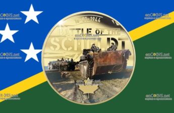 Монета 50 центов Соломоновых островов - монета пол доллара Битва за Шельду