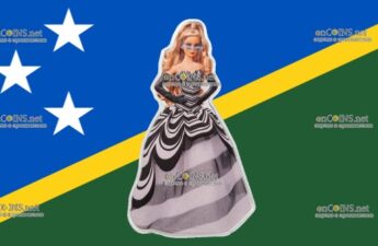 Монета два доллара Соломоновых островов - монета 2 доллара Барби-синий сапфир