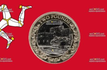 Монета два фунта острова Мэн - монета 2 фунта Замок Рашен