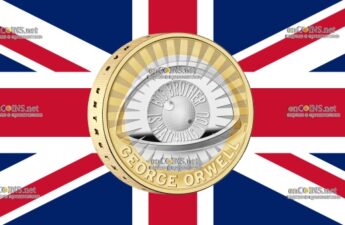 Монета два фунта Великобритания - серебряные монета 2 фунта Джордж Оруэлл