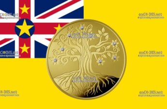 Монета восемь баксов Ниуэ - монета 8 долларов Древо Жизни