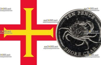 Остров Гернси десять пенсов - монета 10 пенсов Травяной Краб
