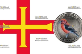 Остров Гернси цветные десять пенсов - монета 10 пенсов Клест