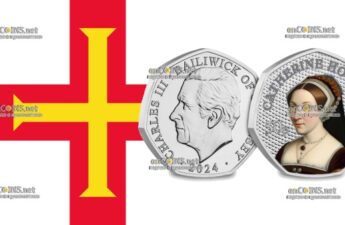 Серебряная монета пятьдесят пенсов Остров Гернси - монета 50 пенсов Екатерина Говард