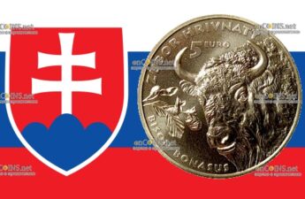 Словакии пять евро - монета 5 евро Европейский бизон