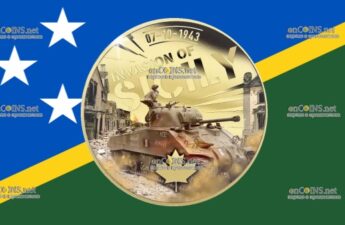 Соломоновы острова монета 50 центов - монета пол доллара Вторжение на Сицилию