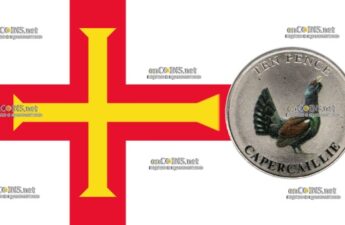 Цветные десять пенсов Остров Гернси - монета 10 пенсов Глухарь