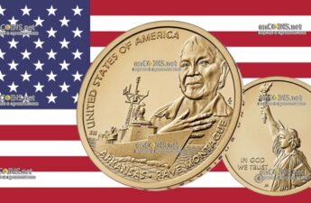 Монета доллар США - монета 1 доллар Первый компьютерный эскиз военного корабля США