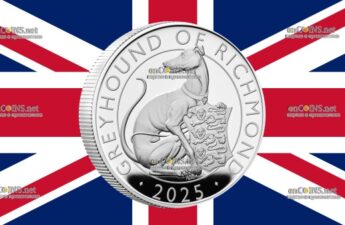 Серебряные 5 фунтов Великобритании - монета 5 фунтов Борзая Ричмонда
