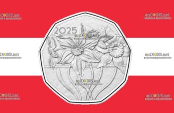 Австрия пять евро - серебряная монеты 5 евро Нарциссы