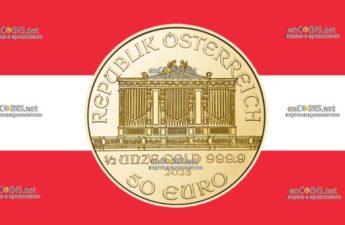 Австрия золотые 50 евро - монеты 50 евро Венская филармония