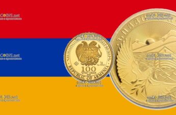 Золофтые 100 драмов - монета 100 драмов Ноев Ковчег