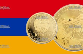 Золотые 10000 драмов - монета 10000 драмов Ноев Ковчег