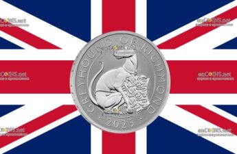Матовые два фунта Великобритании - монета 2 фунта Белая борзая Ричмонда