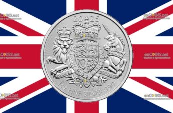 Серебряные 2 фунта Великобритании - монета 2 фунта Королевский герб