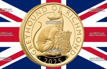 Золото 200 фунтов Британии - монета 200 фунтов Белая борзая Ричмонда