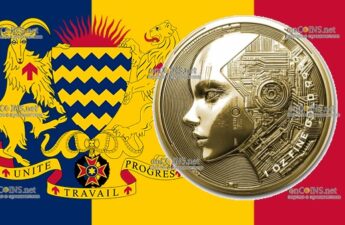 Золотые 100000 франков Чад - монета 100000 франков КФА Искусственный интеллект