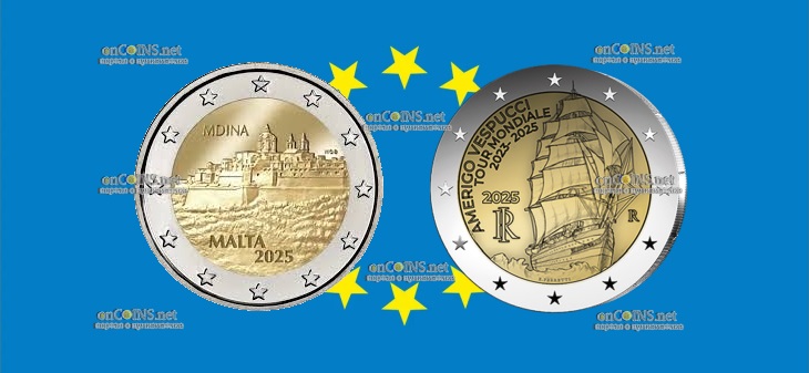 Италия и Мальта выпустила памятные монеты 2 евро