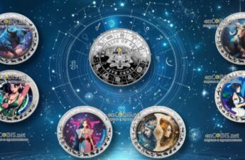 Серебряные монеты Ганы - серию монет 5 седи ANIME & SPACE ZODIAC