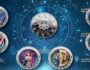Серебряные монеты Ганы - серию монет 5 седи ANIME & SPACE ZODIAC