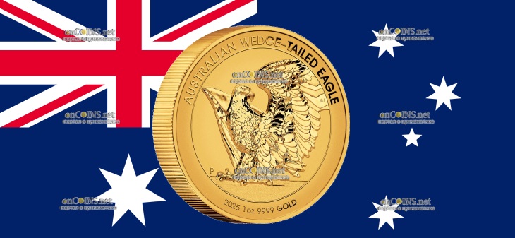 Золотые 100 долларов Австралии - монета 100 долларов Австралийский клинохвостый орел