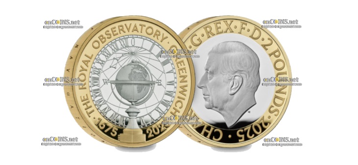 Монета £2 Гринвичская обсерватория