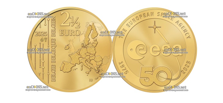 Монета 2,5 евро Бельгии Европейское космическое агентство