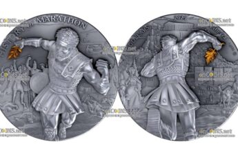 Серебряная монета 5 долларов Либерии История Марафона