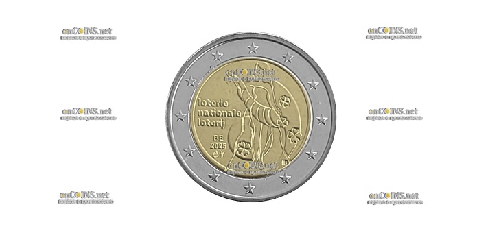Ходовая монета Бельгии 2 евро Лотерея
