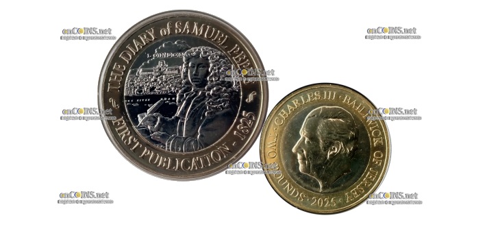 Монета £2 Джерси Сэмюэль Пипс