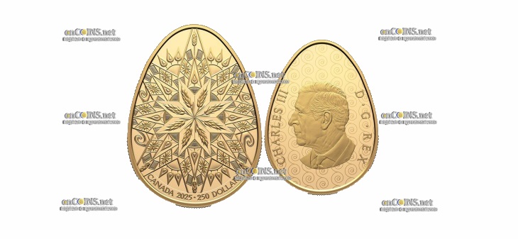 Монета 250 долларов Канады Пысанка
