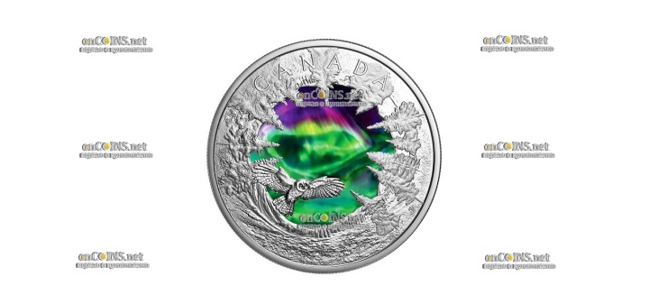 Монета 30$ Канады Магия северного сияния