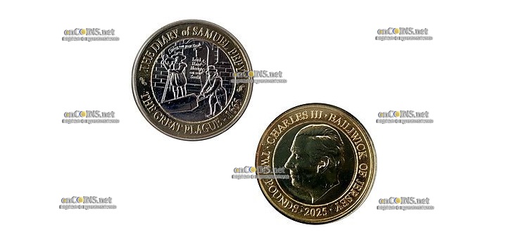Монеты Остров Джерси 2 фунта Чума 1665 год