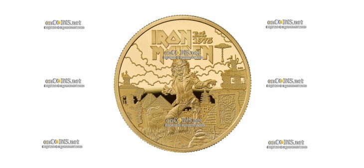 Золотая монета £25 Британии Iron Maiden
