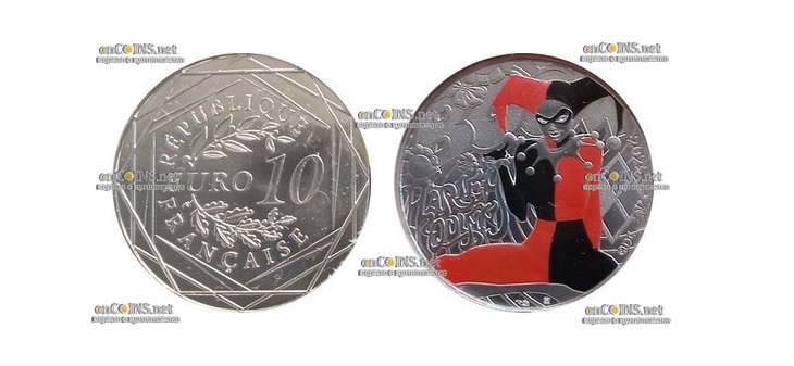 Монета 10 евро Франции Харли Квинн