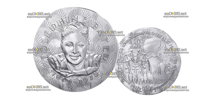 Монета 10€ Франции Жозефина Бейкер