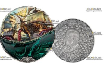 Монета 20$ Острова Кука Морское чудовище