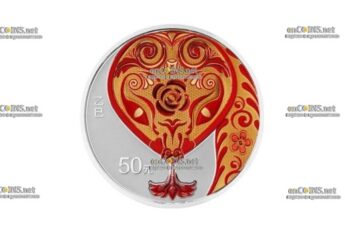 Монета 50 юаней Китая Год Змеи