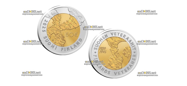 Монета €50 Финляндии Финские ветераны