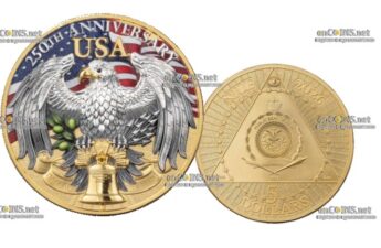 Монеты Ниуэ $5 United We Stand – 250 лет независимости США