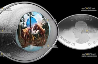 Овальная монета 20$ Канады Глаз динозавра