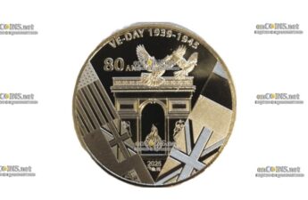 Серебряная монета 10 евро Франции 80 лет Победы во ВМВ