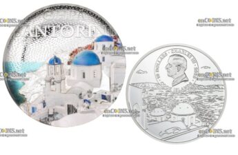 Серебряная монета $10 Острова Кука Санторини