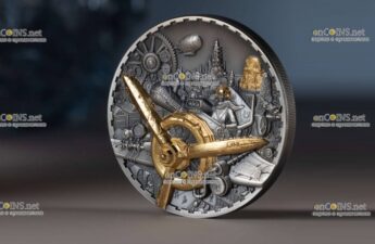 Серебряная монета Острова Кука 20$ Steampunk Aviatio