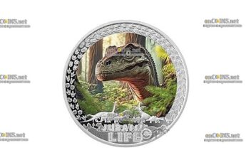 Монета $10 Либерии Велоцираптор